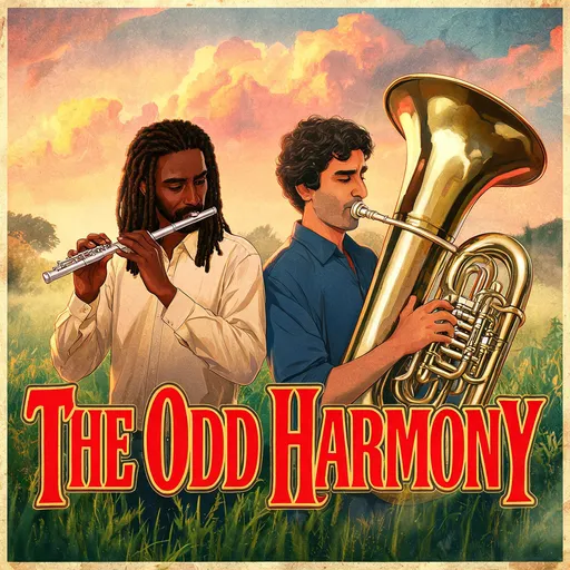 The Odd Harmony in the 90s film poster style — sample illustration