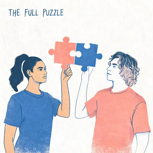 The Full Puzzle in the risograph print style — sample illustration